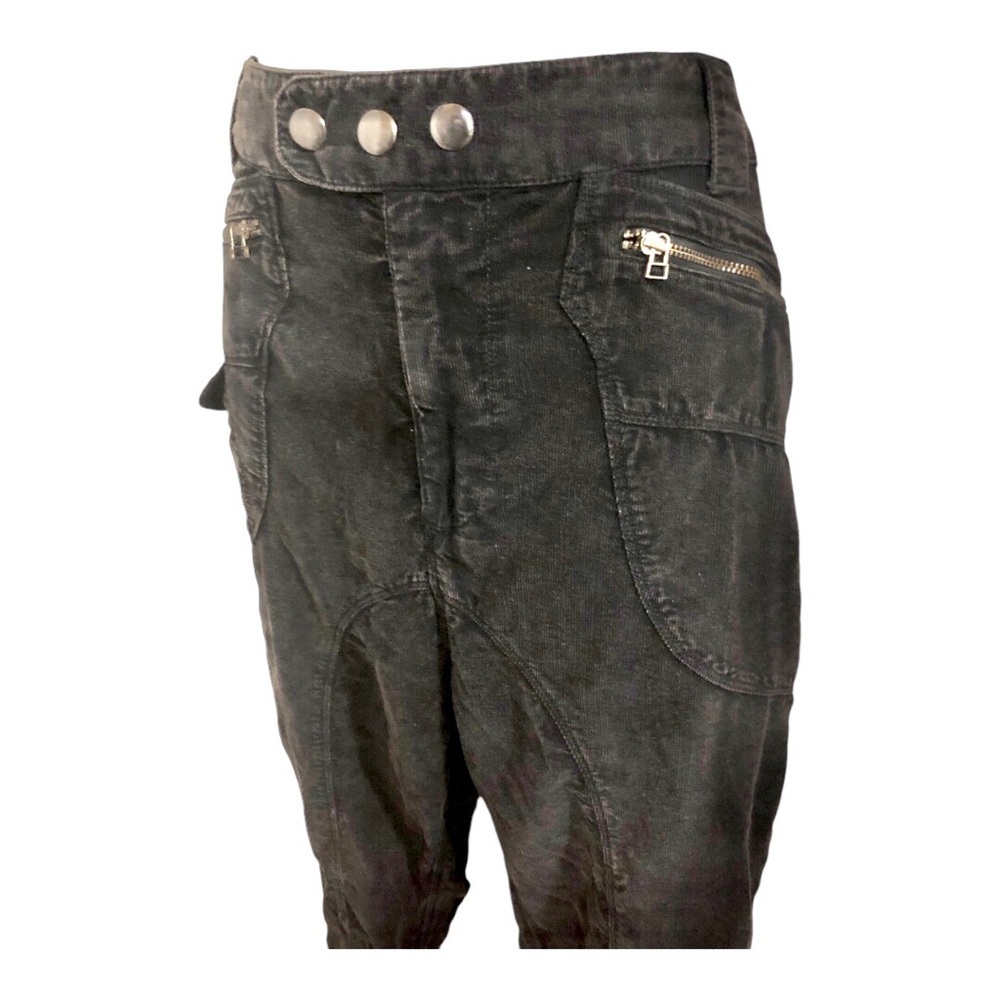 Free People black hip zip pockets ankle‎ zip black corduroy pants size 12 new